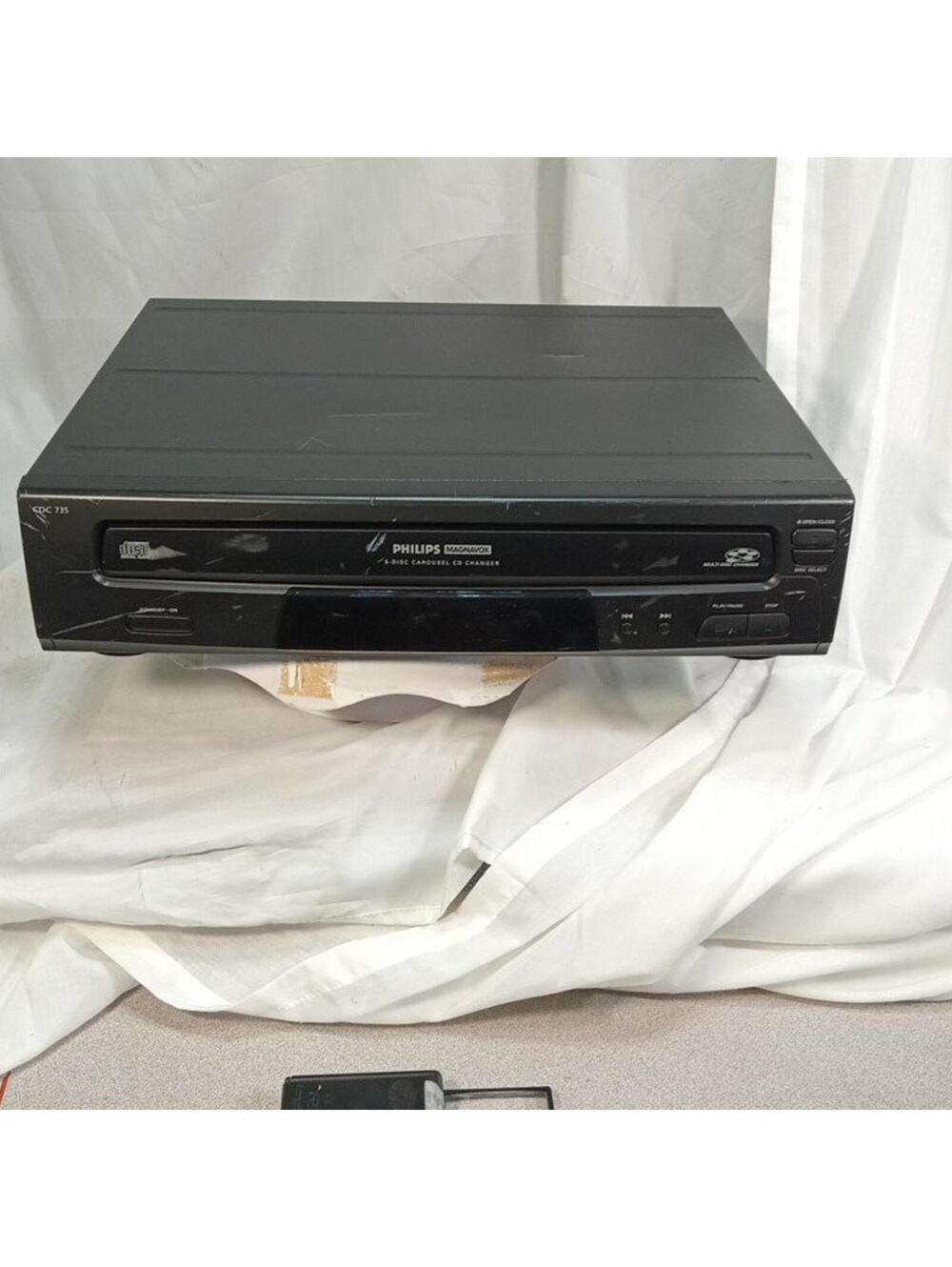Philips Magnavox CDC735 5-Disc Carousel CD Changer Player Home Audio Black Teste